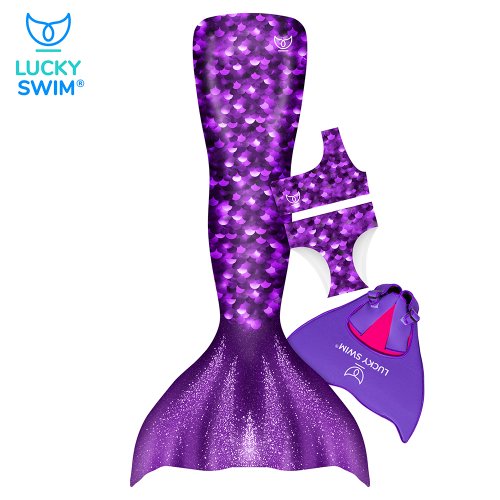 Plavací oblek mořské panny AMETYST - kompletní set NanoAg - Velikost obleku: XL TEENS (39-42), Typ horního dílu plavek: Zavazování za krk
