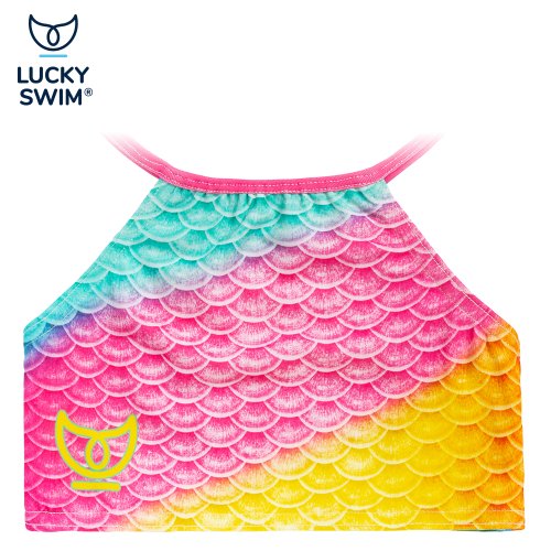 Plavací oblek mořské víly RAINBOW - kompletní set NanoAg - Velikost obleku: 122/128 KIDS (28-30), Typ horního dílu plavek: Zavazování za krk