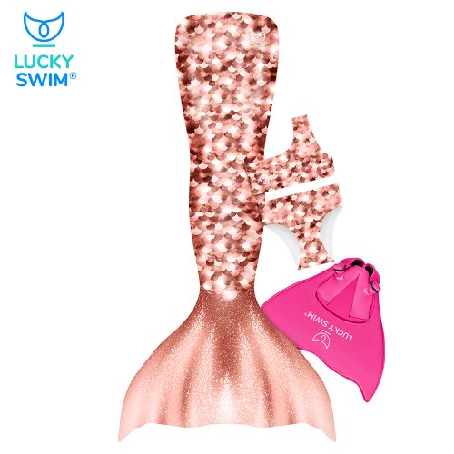 Plavací oblek mořské panny ROSEGOLD - kompletní set NanoAG - Velikost obleku: M TEENS (36-39), Typ horního dílu plavek: Zavazování za krk