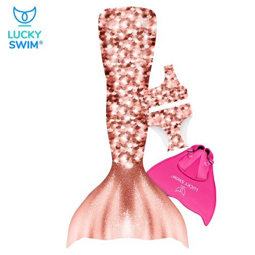 Plavací oblek mořské panny ROSEGOLD - kompletní set NanoAG - Velikost obleku: S TEENS (36-39), Typ horního dílu plavek: Přes rameno