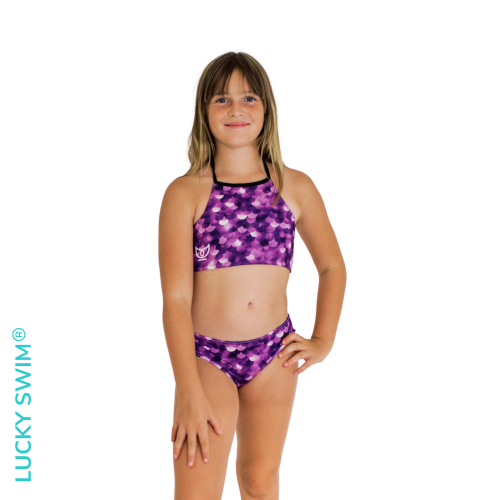 Antibakteriální dívčí plavky AMETYST UV50+ - Velikost: S, Materiál: NanoAg, Typ horního dílu plavek: Přes rameno