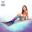 Plavací oblek mořské víly RAINBOW - kompletní set NanoAg - Velikost obleku: 122/128 KIDS (28-30), Typ horního dílu plavek: Zavazování za krk